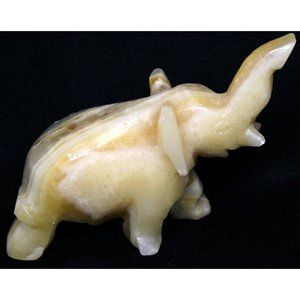 Small Carved Marble Quartz Natural Stone Elephant Figure
